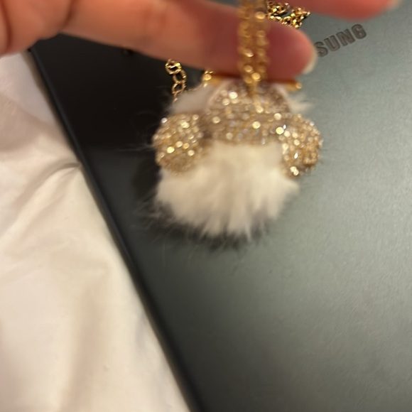 Kate Spade Bright Owl Rhinestone Pendant Long gold tone faux fur Necklace - Picture 4 of 7